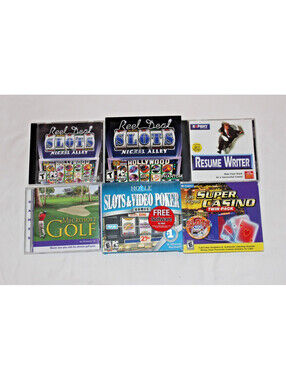 Vintage PC CD-ROM Software Lot of 6 Tested Working Microsoft Golf Hoyle Slots